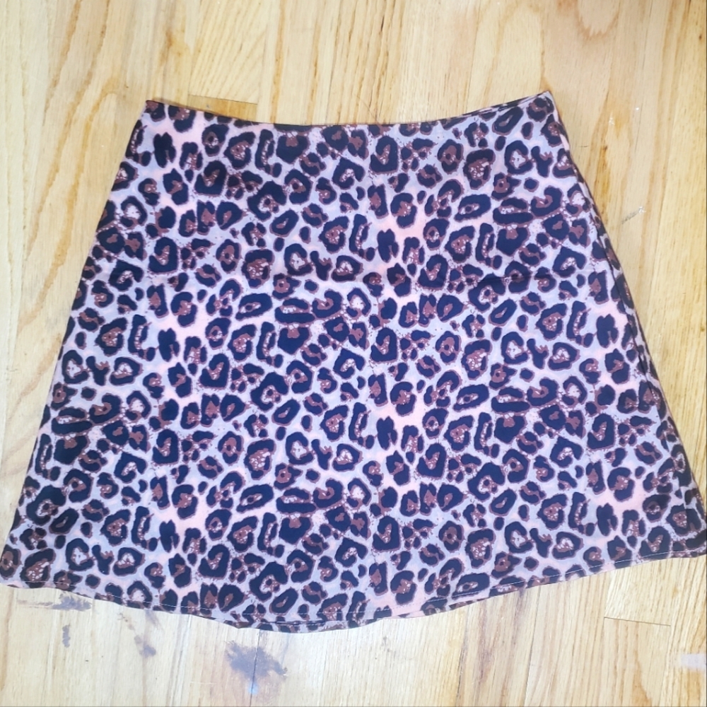 Pink Leopard Print Skirt